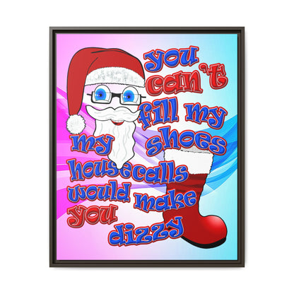 santa's shoes - framed canvas art (light blue-pink wave)