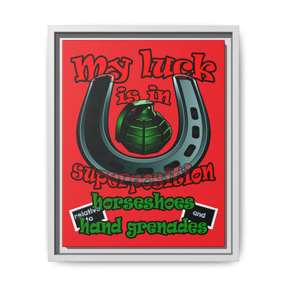 my luck - framed canvas art (red)