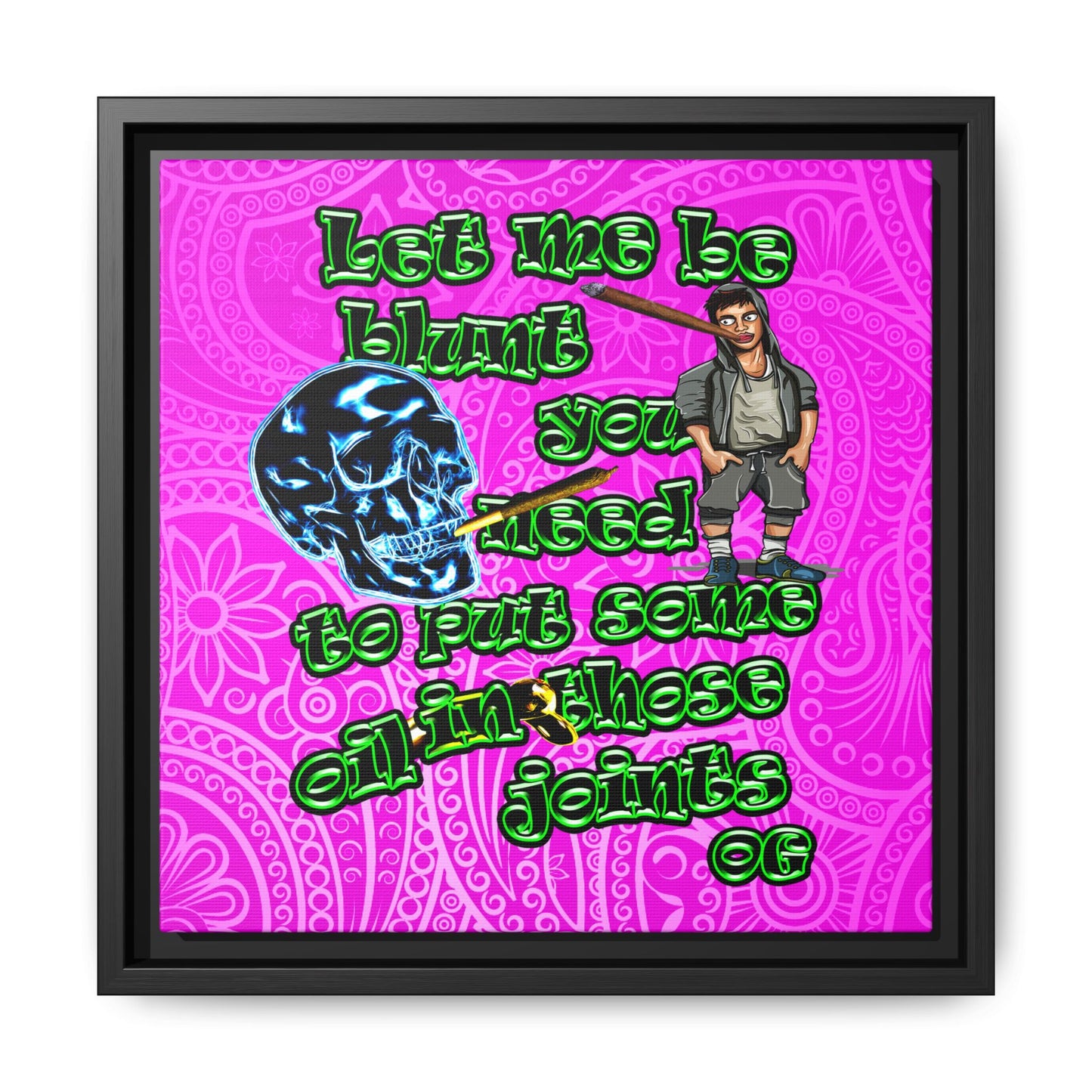 og - framed canvas art (pink swirl)