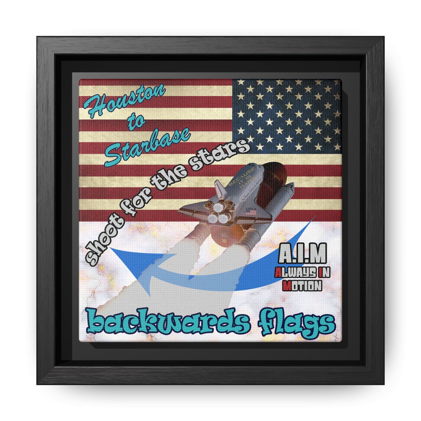 shoot for the stars - framed canvas art (white marble)
