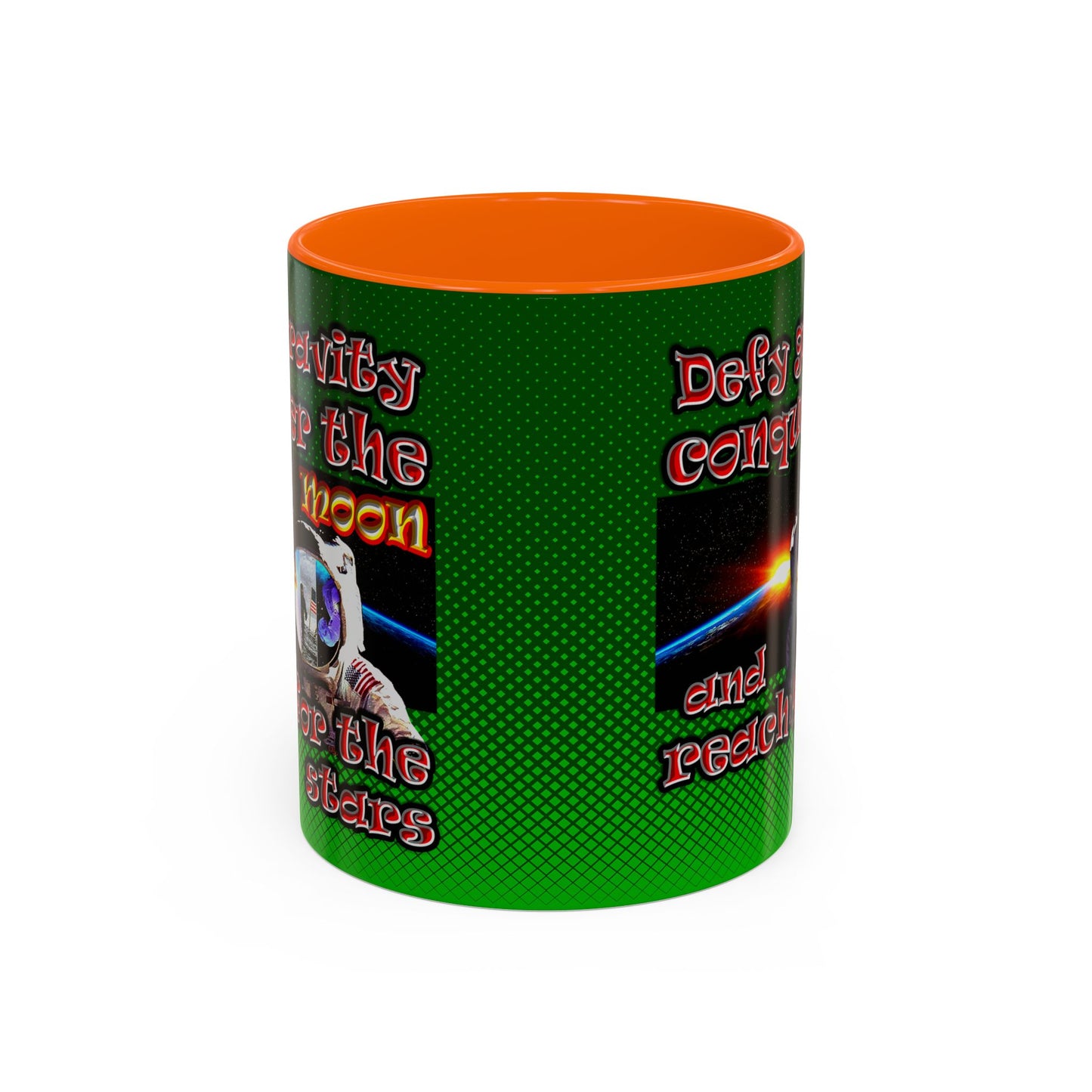 defy conquer reach - Accent Mug (logo green)