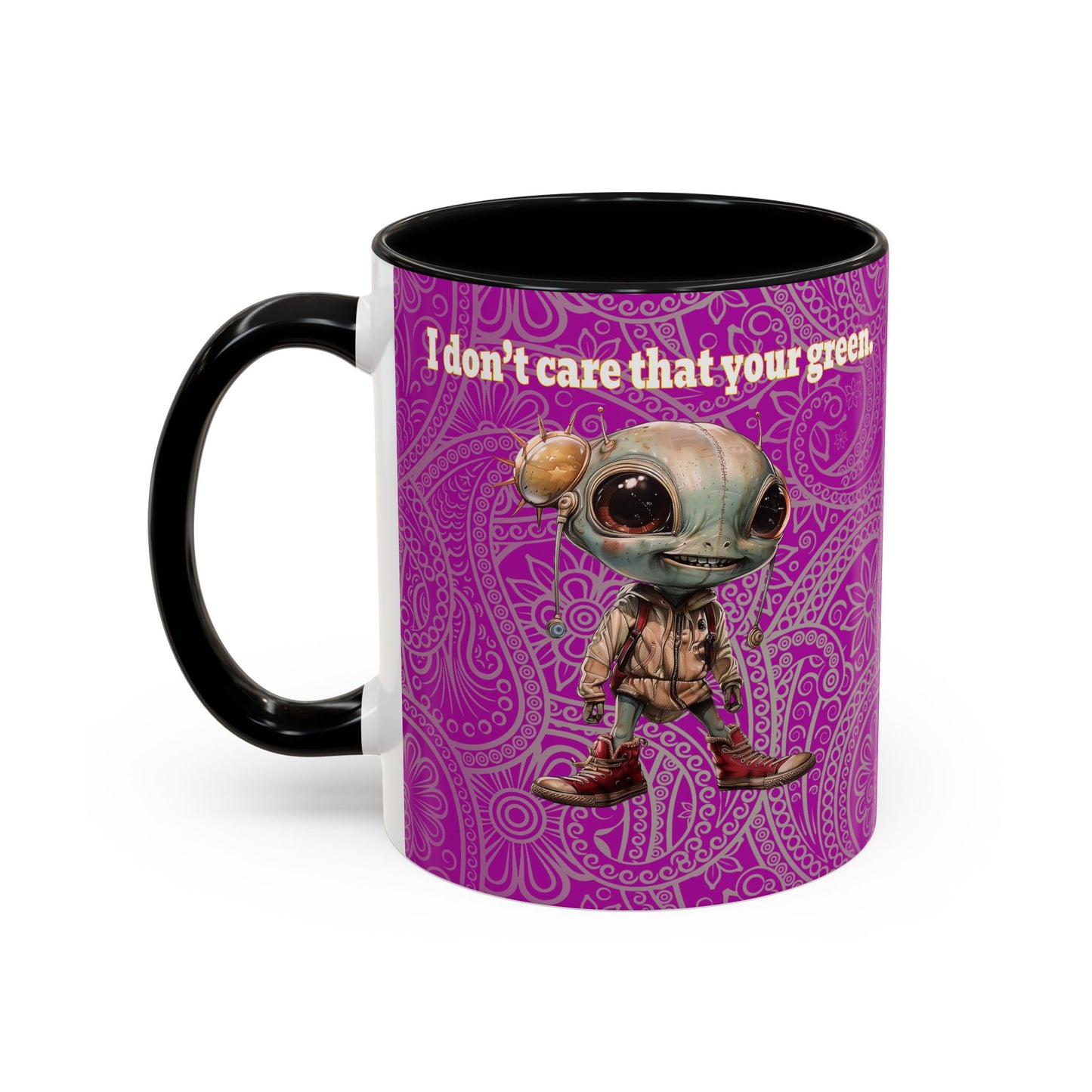 I don't care that your grey - Accent Mug (pink swirl)