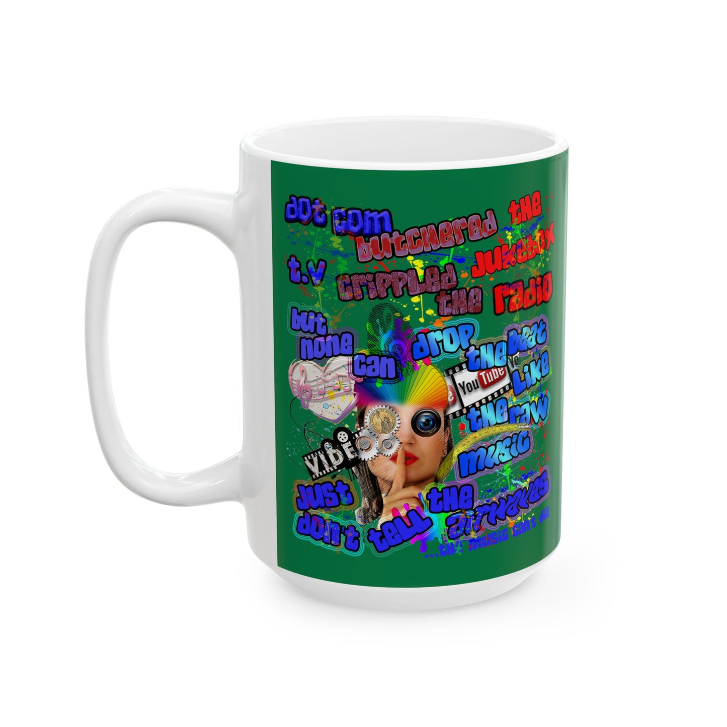 drop the beat - White Mug (dark green)