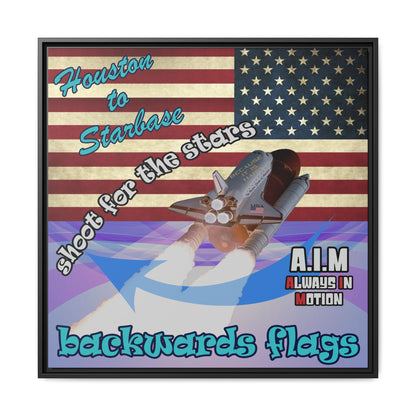shoot for the stars - framed canvas art (light blue-pink wave)