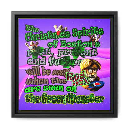 christmas spirits of boston - framed canvas art (purple-pink wave)