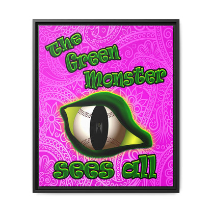 green monster - framed canvas art (pink swirl)