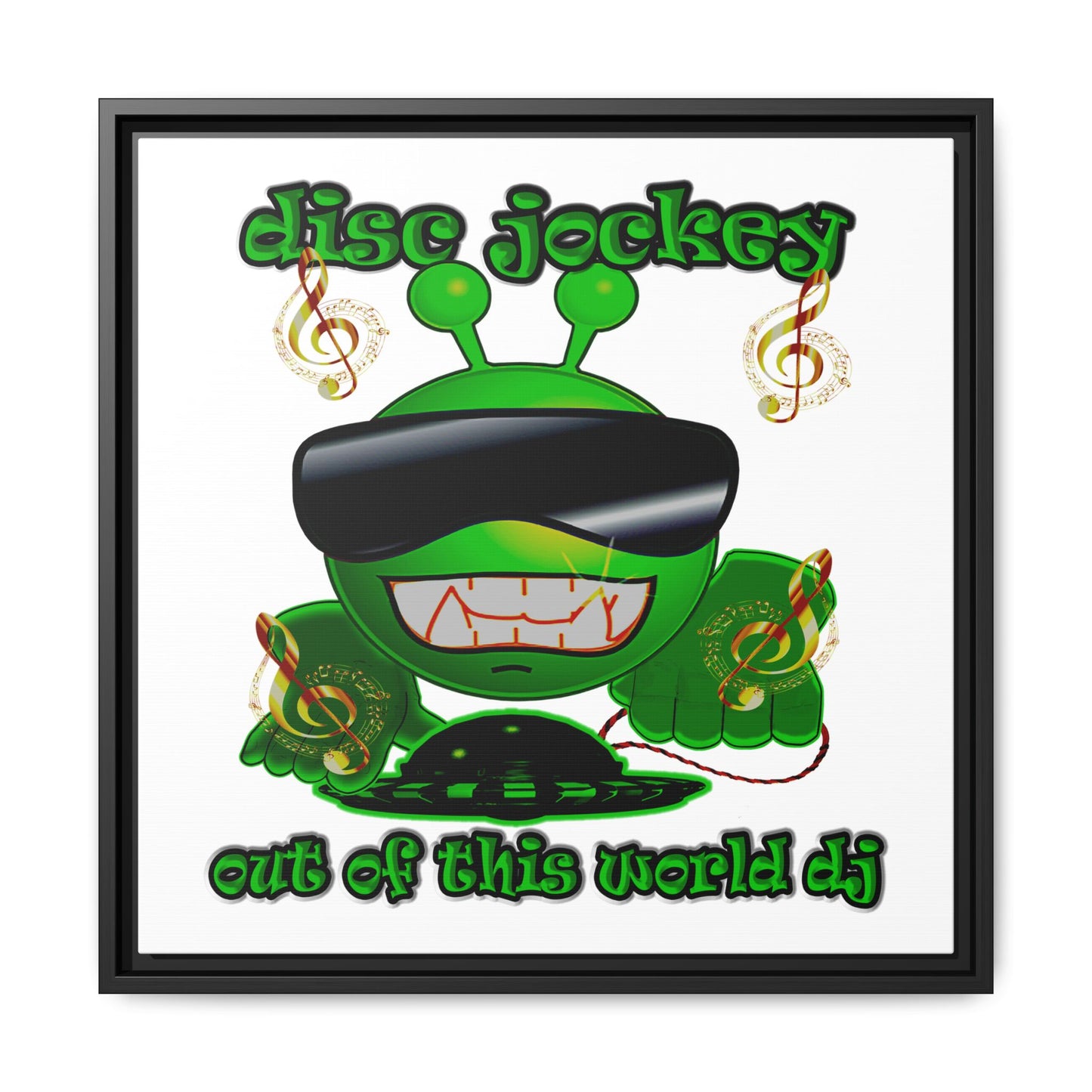disc jockey - framed canvas art (white)