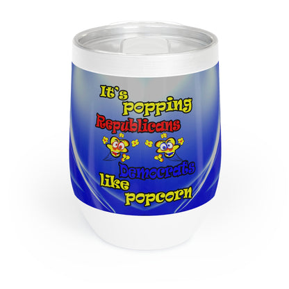 popping like popcorn - Chill Wine Tumbler (blue-white wave)