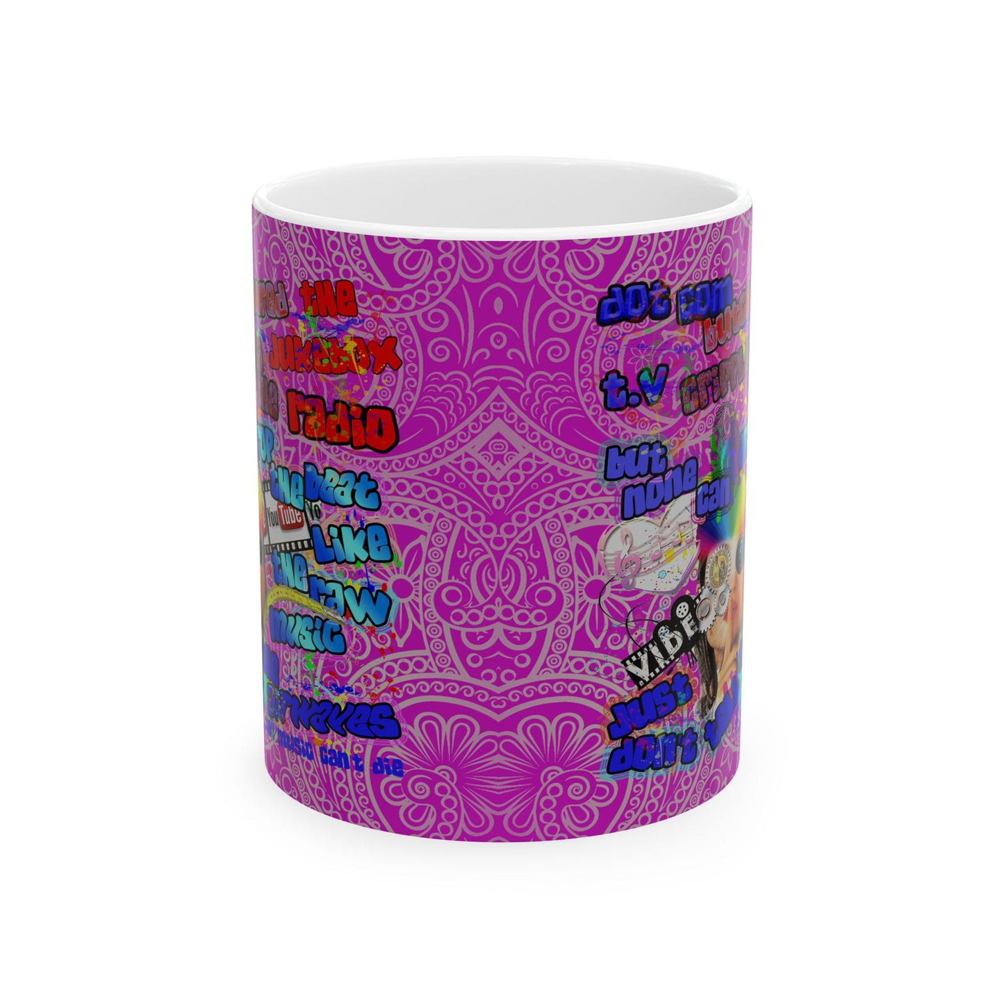 drop the beat - White Mug (pink swirl)
