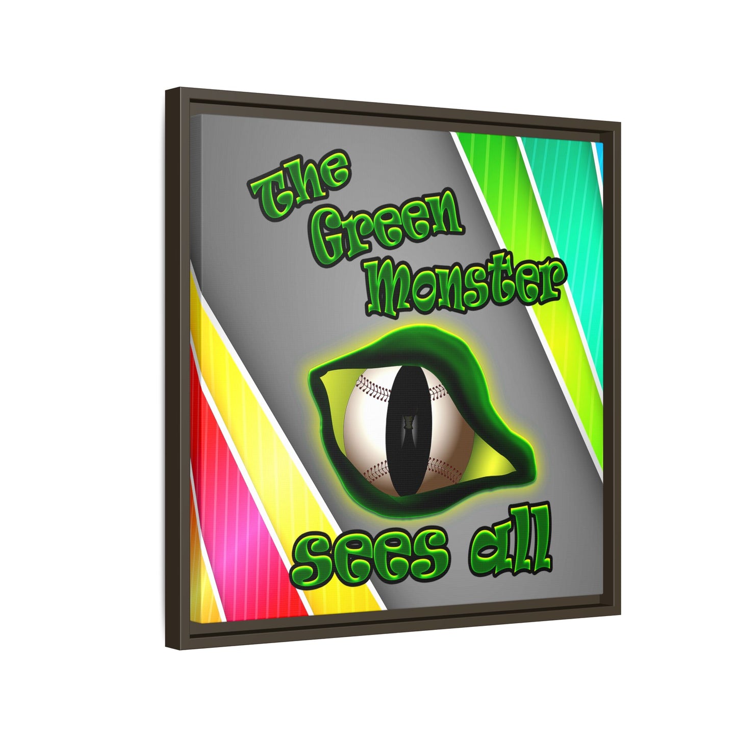 green monster - framed canvas art (rainbow split)