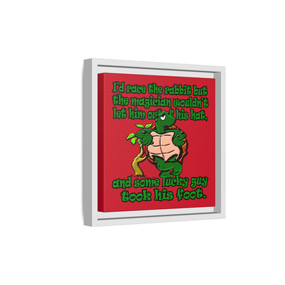 turtle race - framed canvas art (dark red)