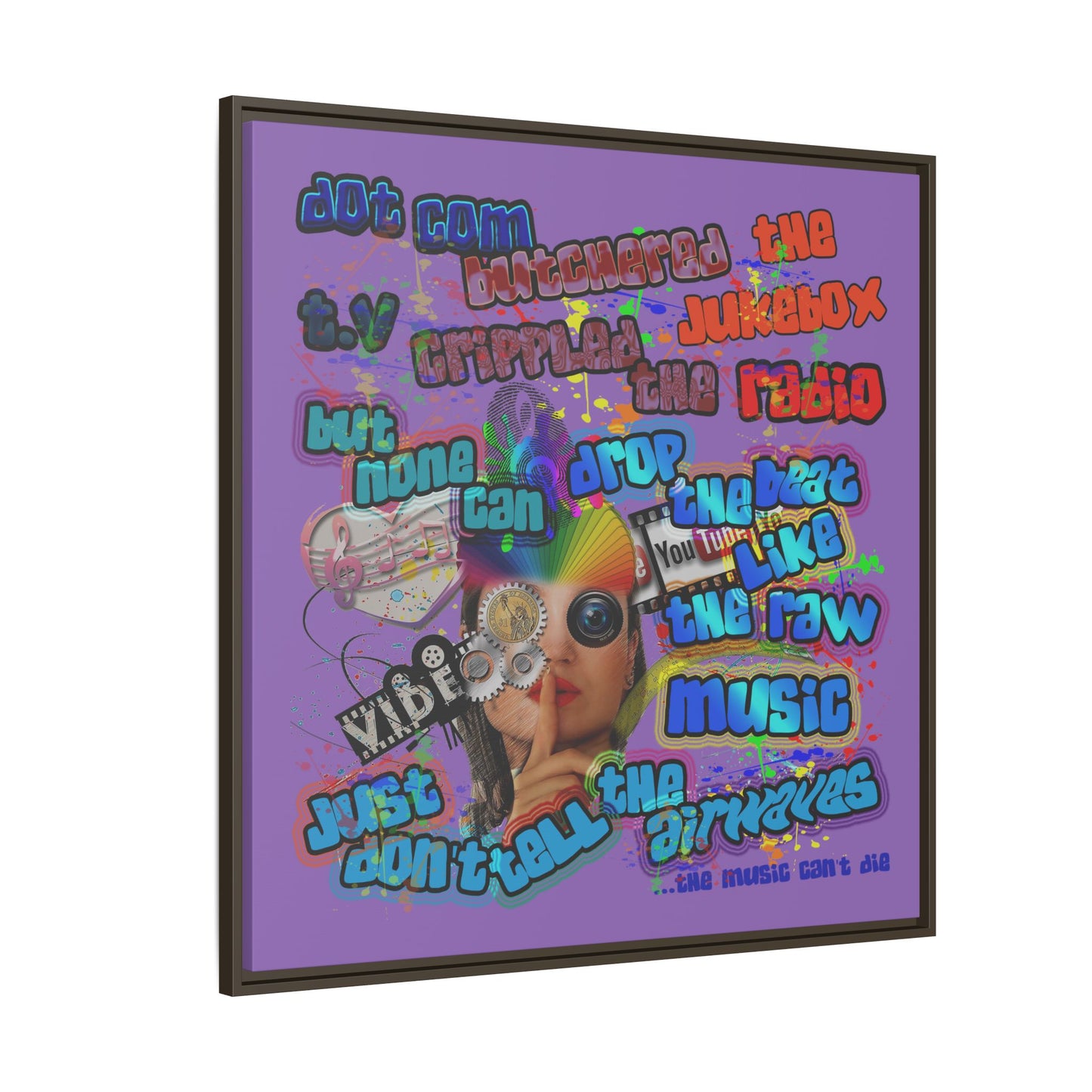 drop the beat - framed canvas art (light purple)
