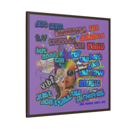 drop the beat - framed canvas art (light purple)