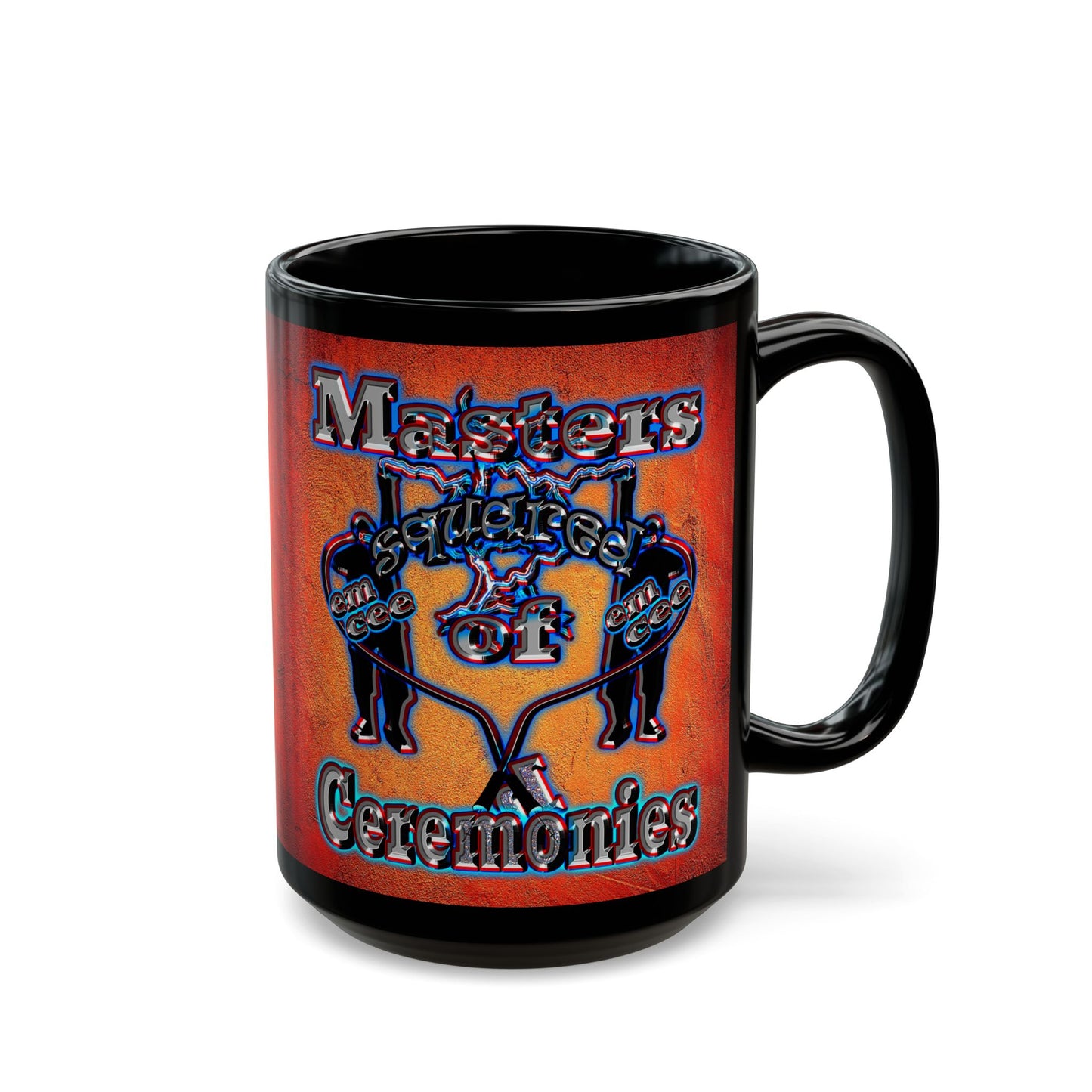 em cee squared - Black Mug (burnt orange)