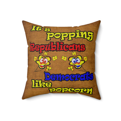 popping like popcorn - Spun Polyester Square Pillow - (dichromatic brown papyrus)