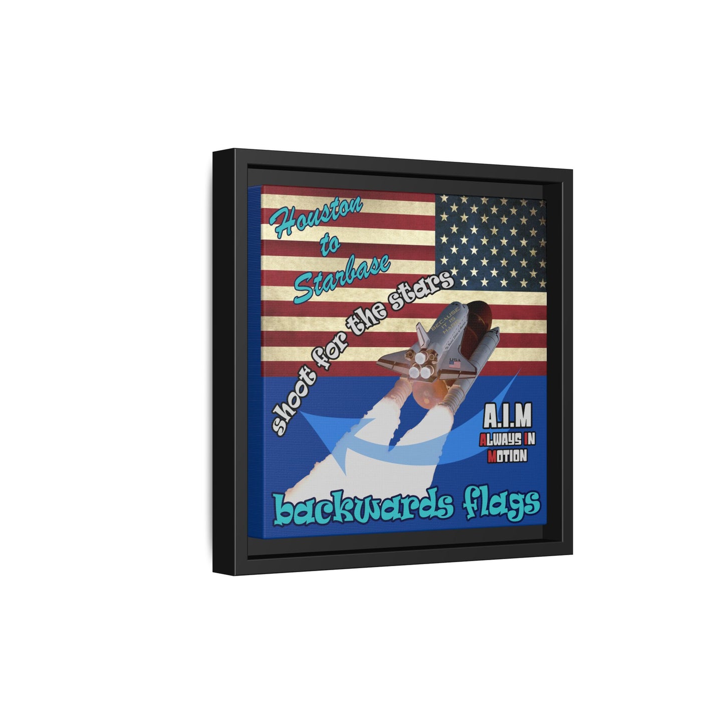 shoot for the stars - framed canvas art (dark blue)