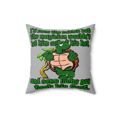 turtle race - Spun Polyester Square Pillow - (light grey)