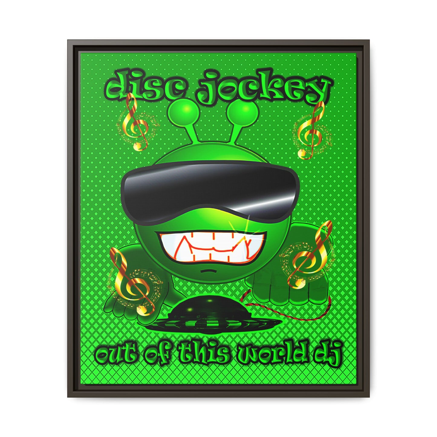 disc jockey - framed canvas art (logo green)