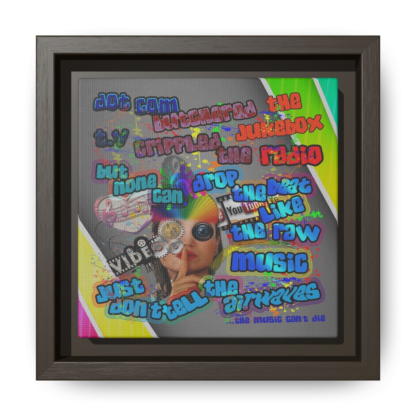 drop the beat - framed canvas art (rainbow split)