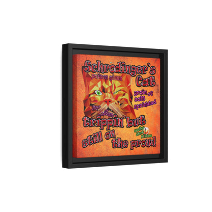 schrodinger's cat - framed canvas art (burnt orange)