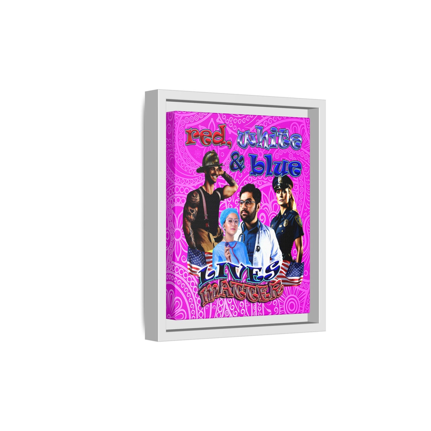 rw&b lives matter - framed canvas art (pink swirl)
