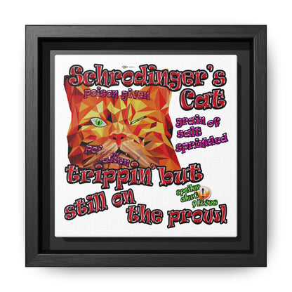 schrodinger's cat - framed canvas art (white)