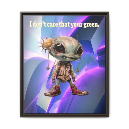 I don't care that your green - framed canvas art (grey-pink wave)