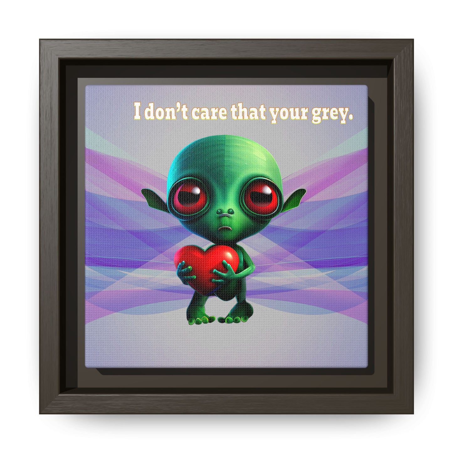 I don't care that your grey - framed canvas art (light blue-pink wave)