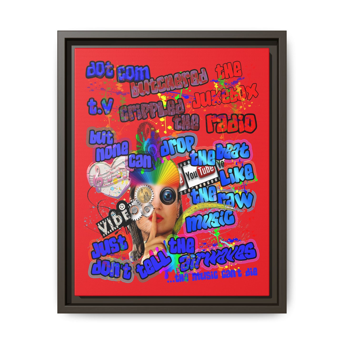 drop the beat - framed canvas art (red)