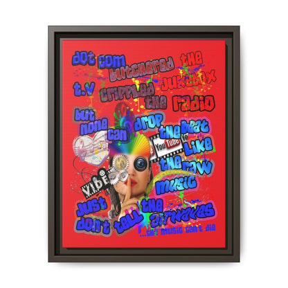 drop the beat - framed canvas art (red)