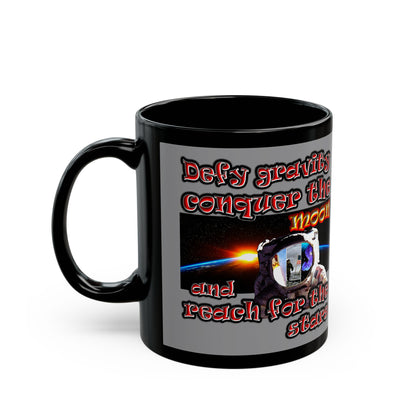 defy conquer reach - Black Mug (grey)
