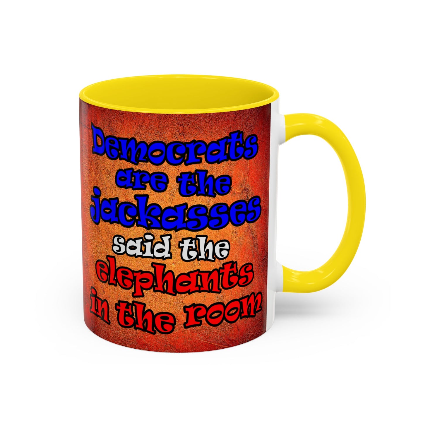 donkeys and elephants - Accent Mug (burnt orange)