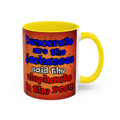 donkeys and elephants - Accent Mug (burnt orange)
