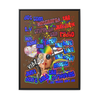 drop the beat - framed canvas art (brown)