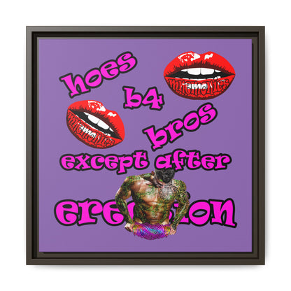hoes b4 bros - framed canvas art (light purple)