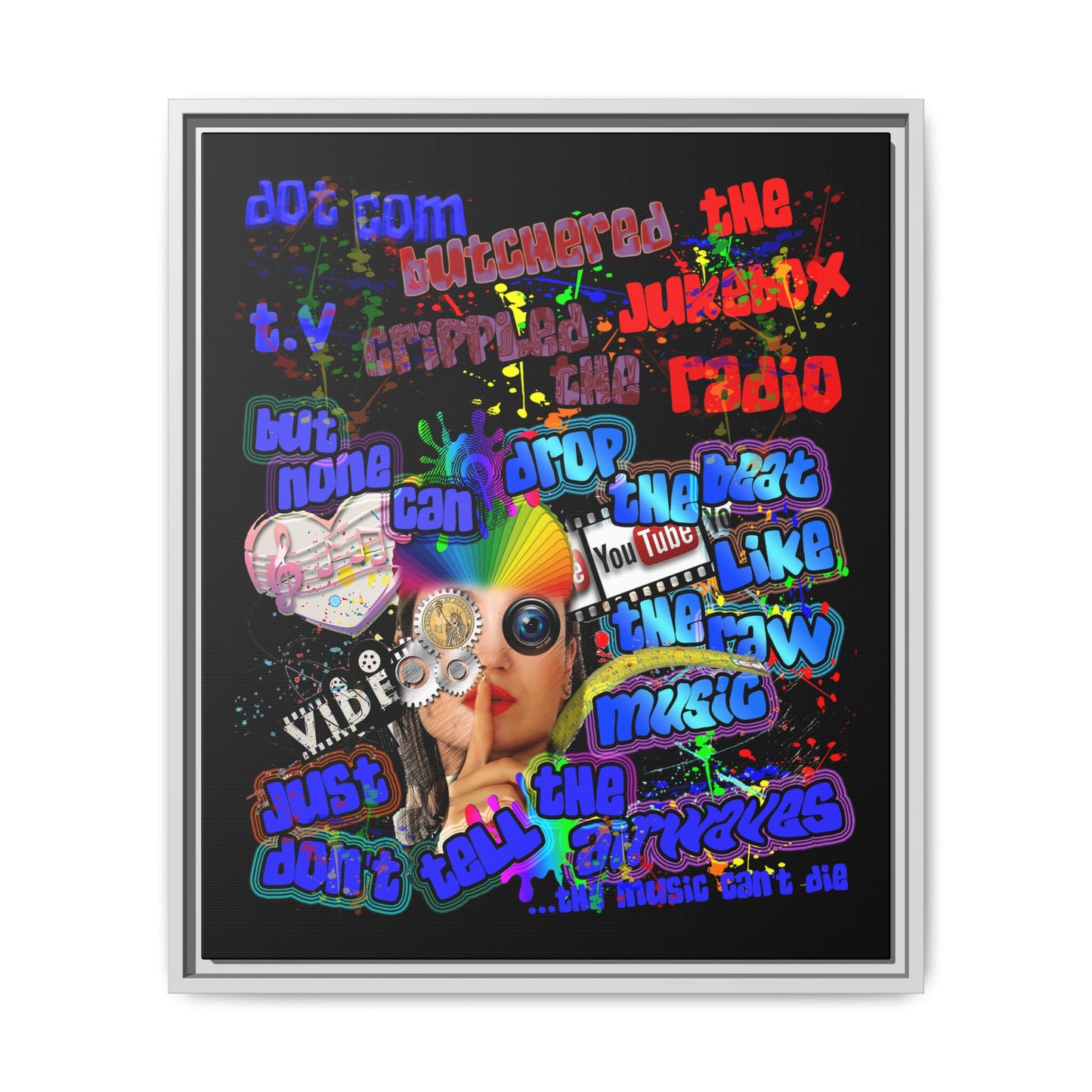 drop the beat - framed canvas art (black)