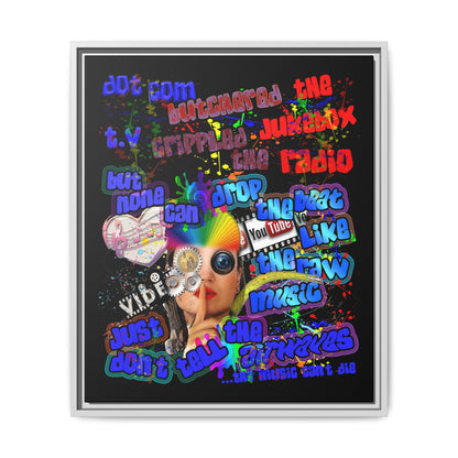 drop the beat - framed canvas art (black)