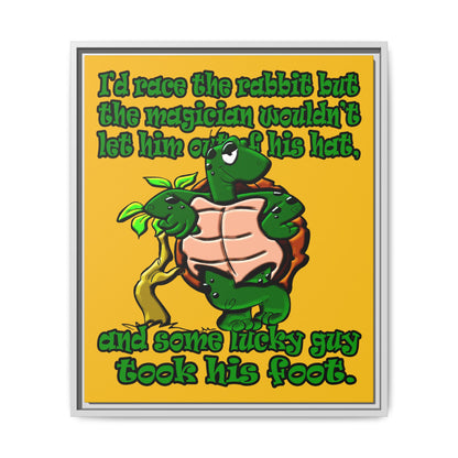 turtle race - framed canvas art (yellow)