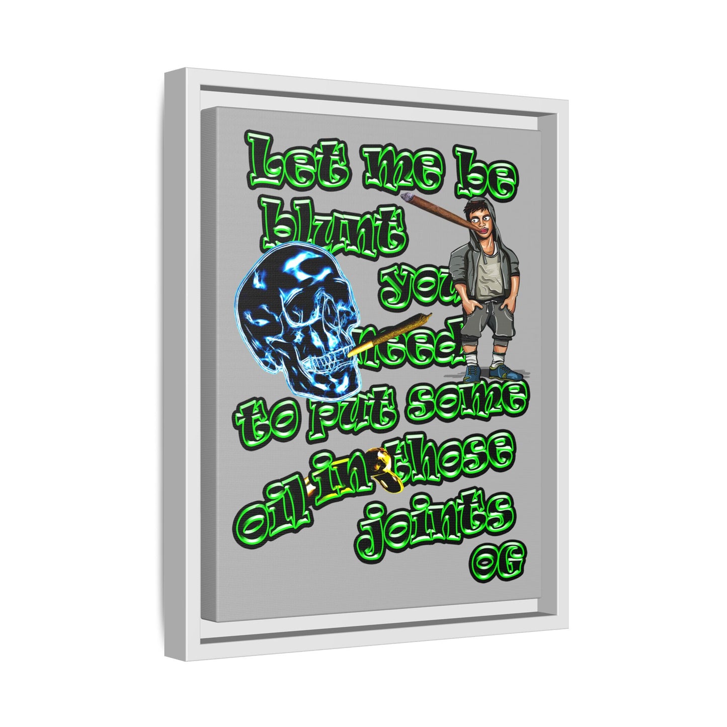 og - framed canvas art (light grey)