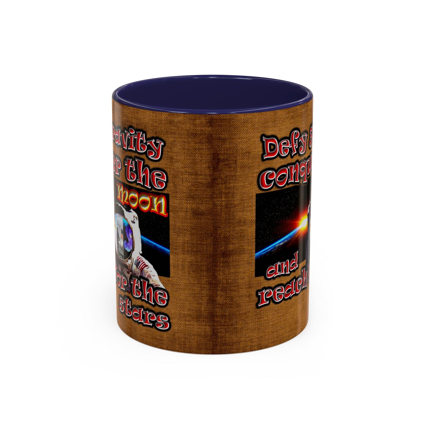 defy conquer reach - Accent Mug (brown papyrus)