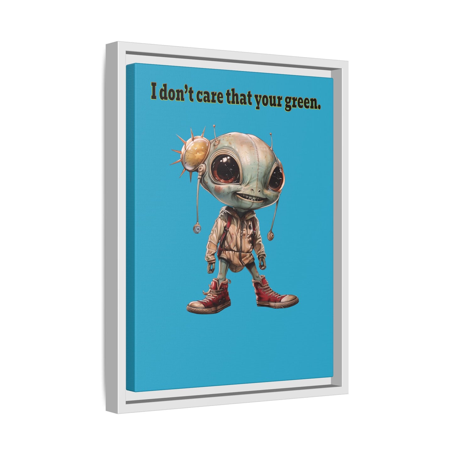 I don't care that your green - framed canvas art (turquoise)