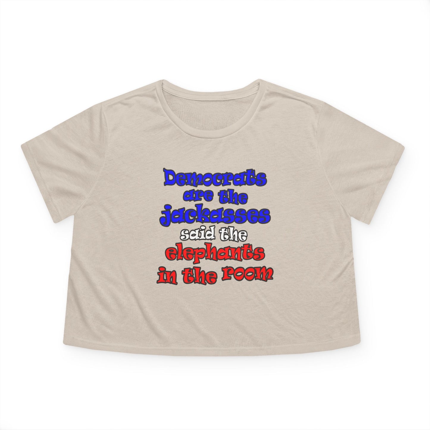 donkeys and elephants - Women's Flowy Cropped Tee