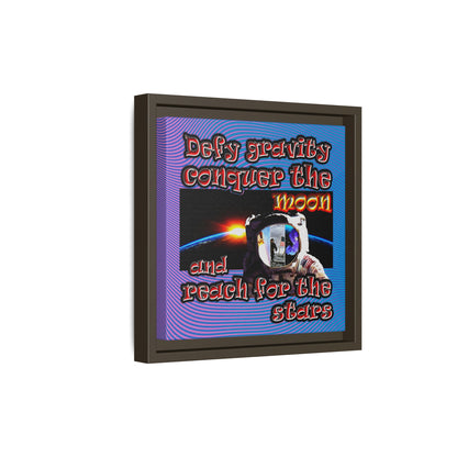 defy conquer reach - framed canvas art (light blue-purple wave)