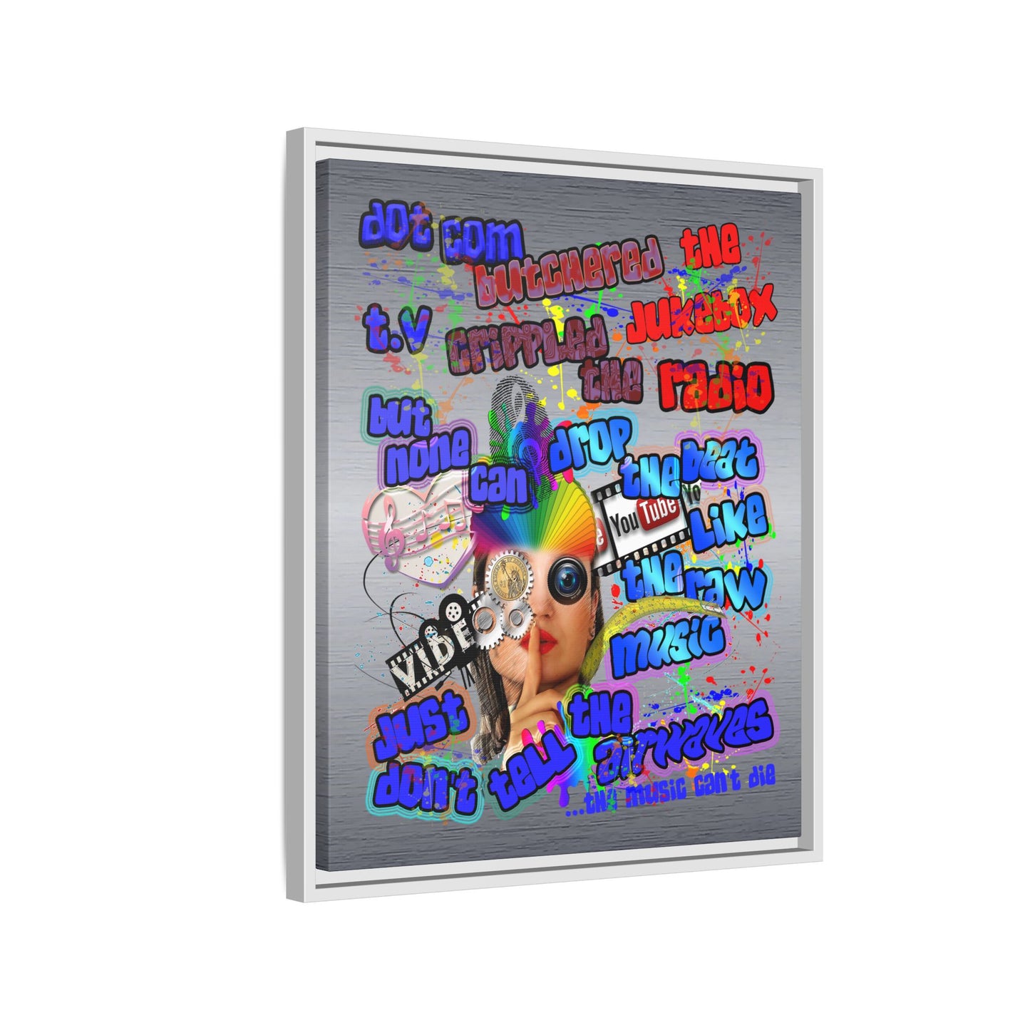 drop the beat - framed canvas art (brushed nickel)