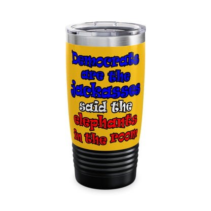 donkeys and elephants - Ringneck Tumbler, 20oz (yellow)