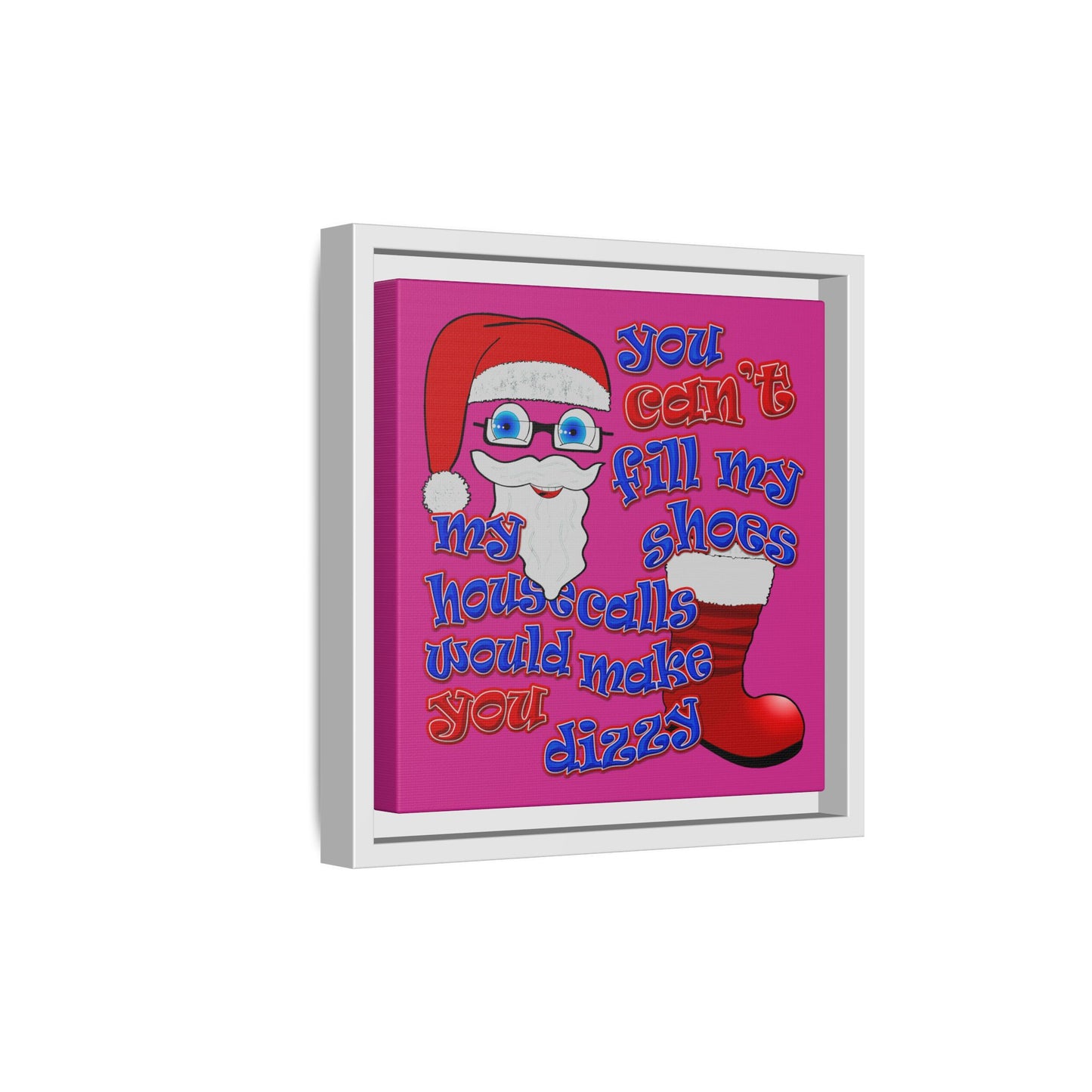 santa's shoes - framed canvas art (pink)