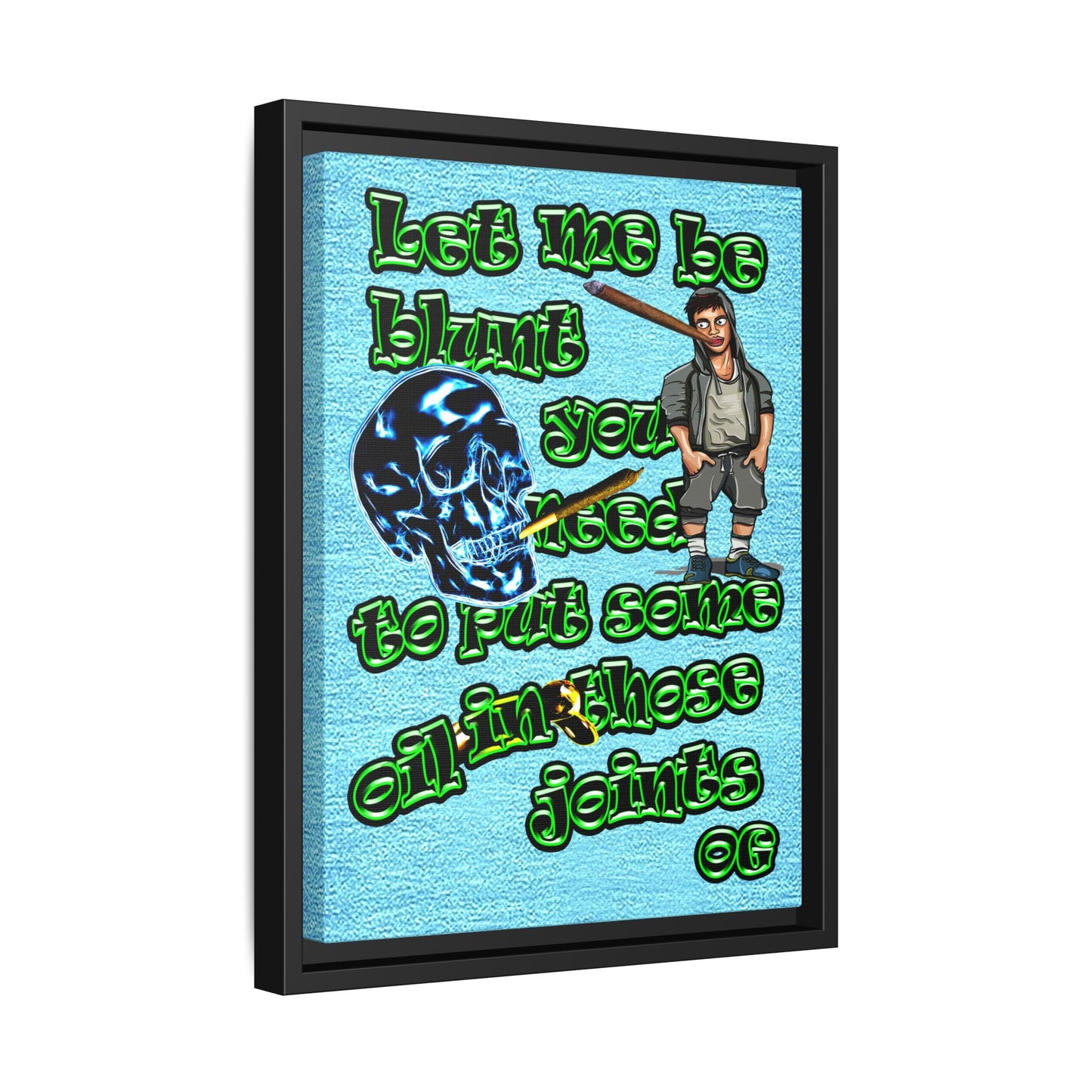 og - framed canvas art (faded blue)