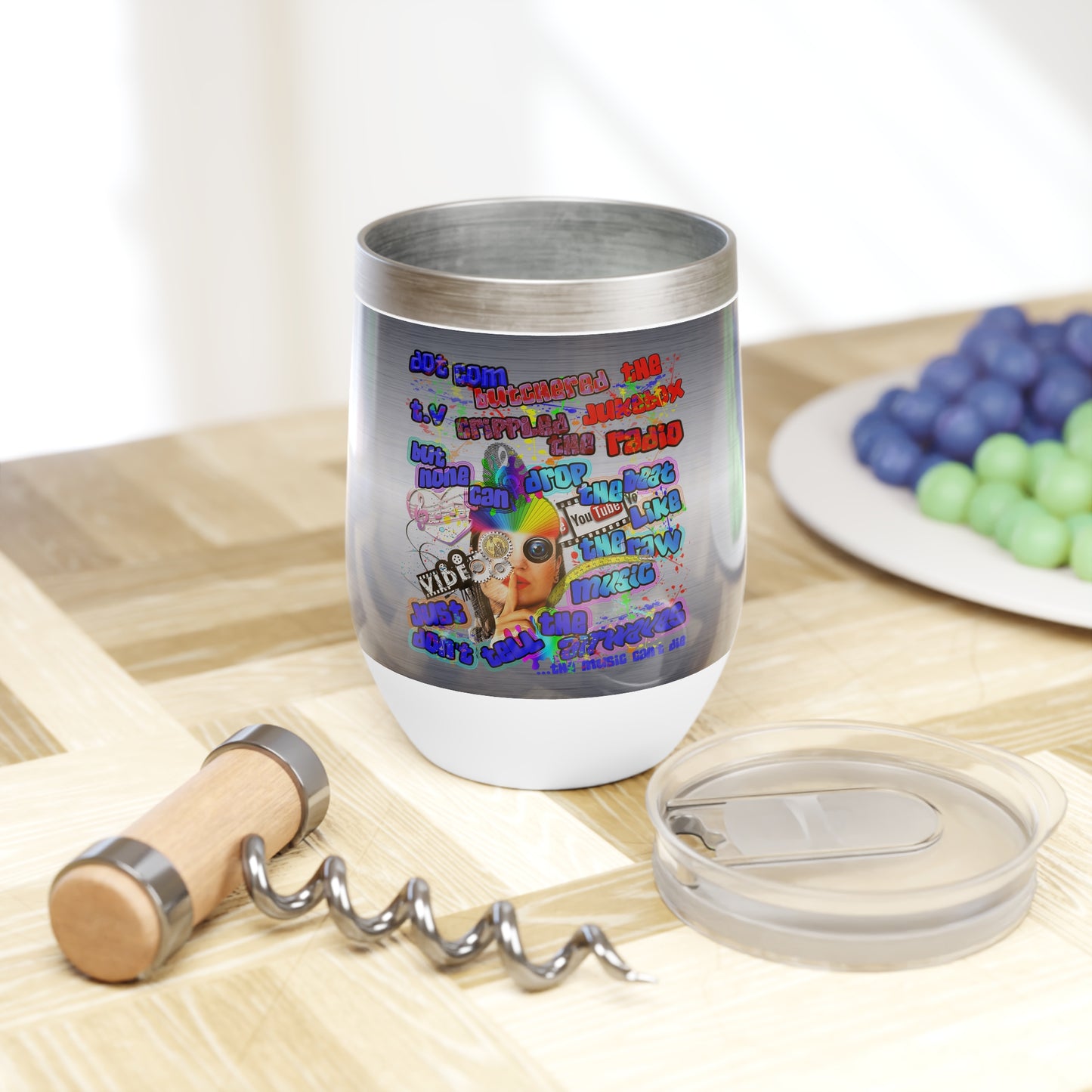 drop the beat - Chill Wine Tumbler  (brushed nickel)