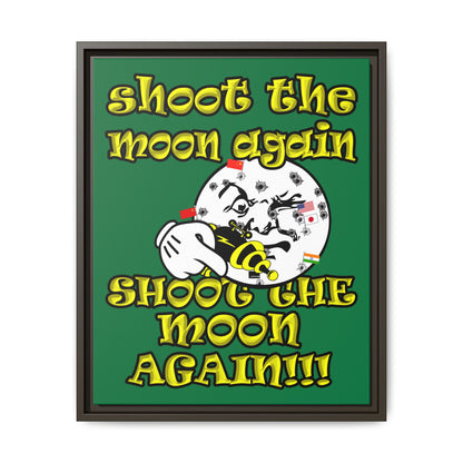 shoot the moon again - framed canvas art (dark green)