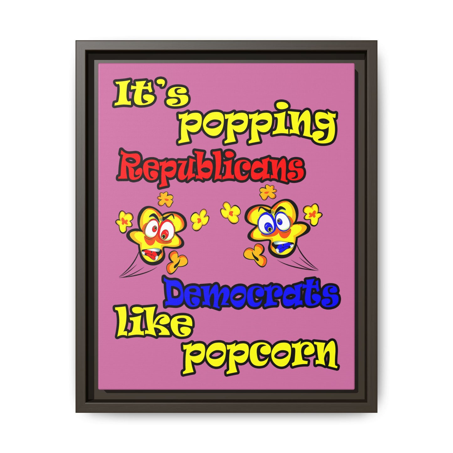 popping like popcorn - framed canvas art (light pink)